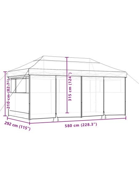 Сгъваема парти шатра pop-up с 4 странични стени зелена