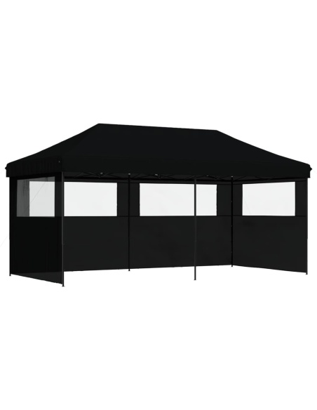 Сгъваема парти шатра pop-up с 3 странични стени черна