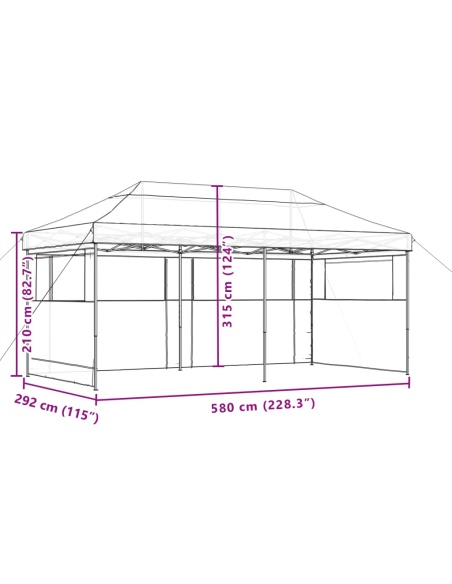 Сгъваема парти шатра pop-up с 3 странични стени черна