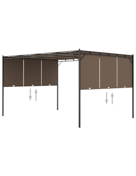 Градинска шатра със странична завеса, 4x3x2,25 м, таупе