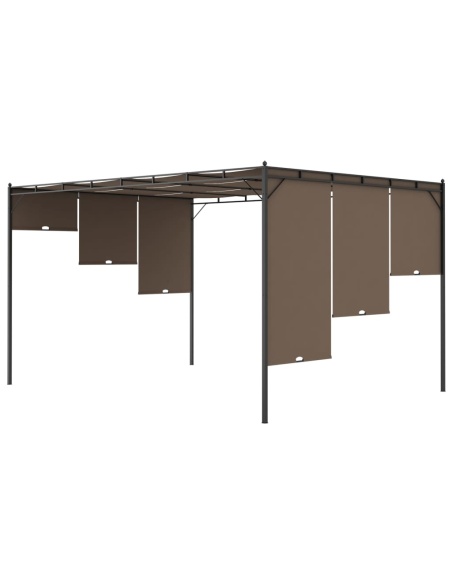 Градинска шатра със странична завеса, 4x3x2,25 м, таупе