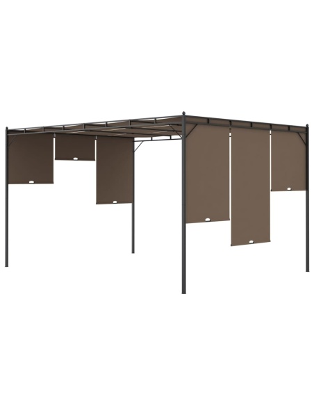 Градинска шатра със странична завеса, 4x3x2,25 м, таупе