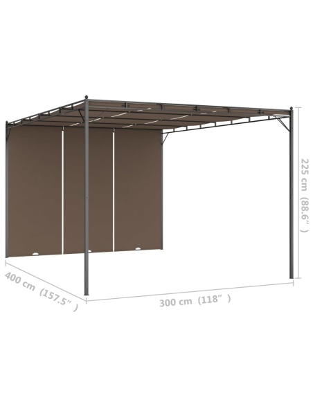 Градинска шатра със странична завеса, 4x3x2,25 м, таупе