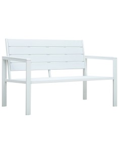 Градинска пейка, 120 cм, HDPE, бяла, имитация на дърво