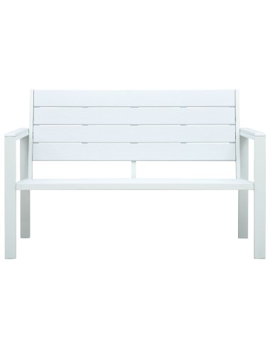 Градинска пейка, 120 cм, HDPE, бяла, имитация на дърво