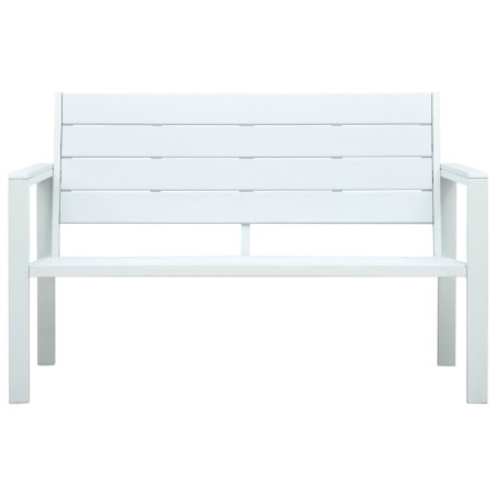 Градинска пейка, 120 cм, HDPE, бяла, имитация на дърво