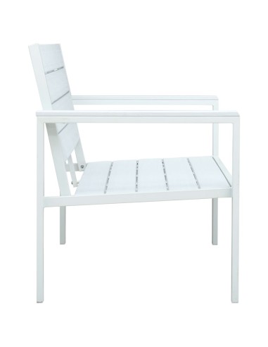 Градинска пейка, 120 cм, HDPE, бяла, имитация на дърво
