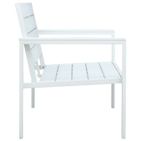 Градинска пейка, 120 cм, HDPE, бяла, имитация на дърво
