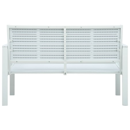 Градинска пейка, 120 cм, HDPE, бяла, имитация на дърво