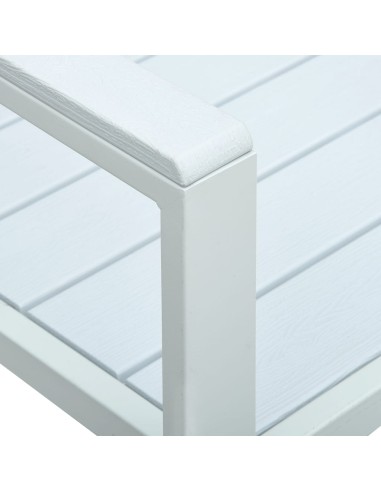 Градинска пейка, 120 cм, HDPE, бяла, имитация на дърво
