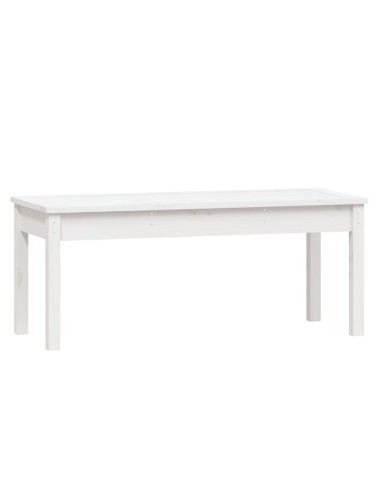 Градинска пейка, бяла, 109x44x45 см, борово дърво масив