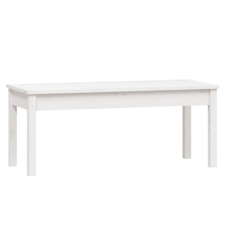 Градинска пейка, бяла, 109x44x45 см, борово дърво масив