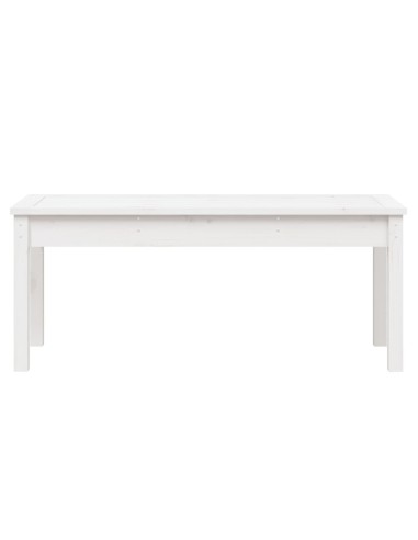 Градинска пейка, бяла, 109x44x45 см, борово дърво масив