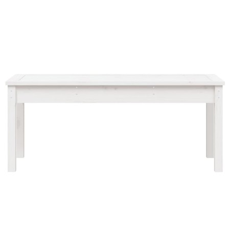 Градинска пейка, бяла, 109x44x45 см, борово дърво масив