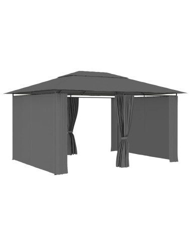 Градинска шатра със завеси, 4x3 м, антрацит