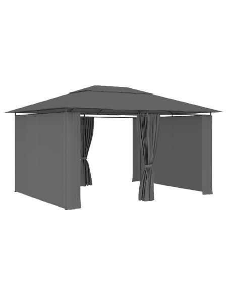 Градинска шатра със завеси, 4x3 м, антрацит