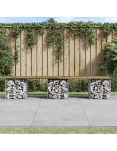 Градинска пейка габионен дизайн 203x31x42 см импрегниран бор