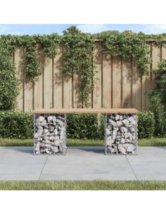 Градинска пейка габионен дизайн 103x31x42 см борово дърво масив