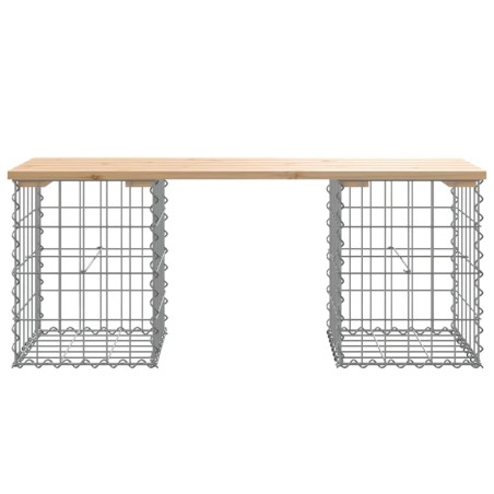 Градинска пейка габионен дизайн 103x31x42 см борово дърво масив