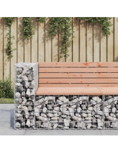 Градинска пейка габион 92x71x65,5 см дугласко дърво масив