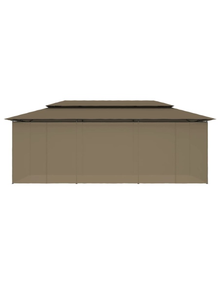 Шатра със завеси, 600x298x270 см, таупе, 180 г/м²