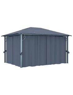 Шатра със завеси, 400х300 см, антрацит, алуминий