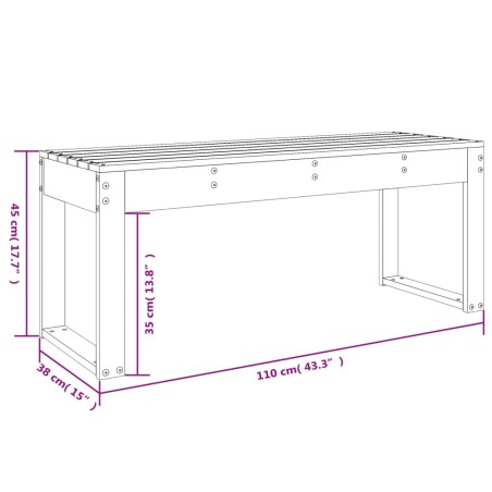 Градинска пейка сива 110x38x45 см борово дърво масив
