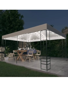 Шатра с LED светещи стрингове, 4x3x2,7 м, бяла