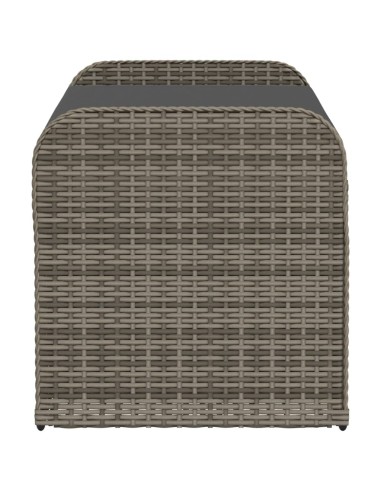 Пейка за съхранение с възглавница сива 115x51x52 см полиратан