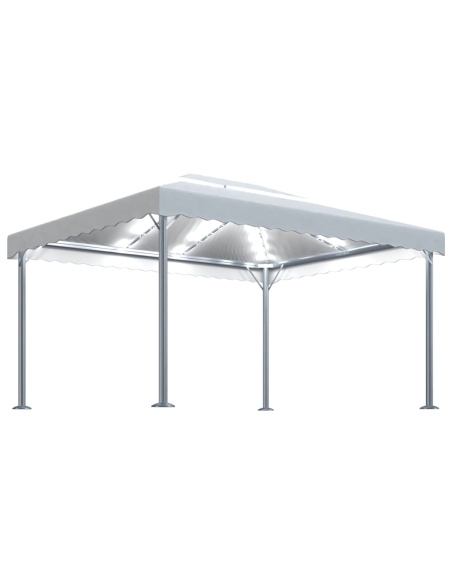 Шатра с LED светещи стрингове, 400x300 см, кремава, алуминий