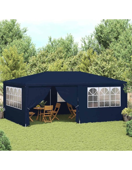 Професионална парти шатра със стени 4x6 м синя 90 г/м²