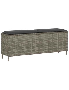 Градинска пейка с възглавница сива 110x30x40,5 cm Поли ратан