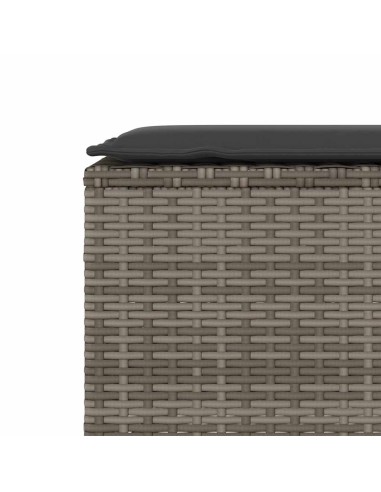 Градинска пейка с възглавница сива 110x30x40,5 cm Поли ратан
