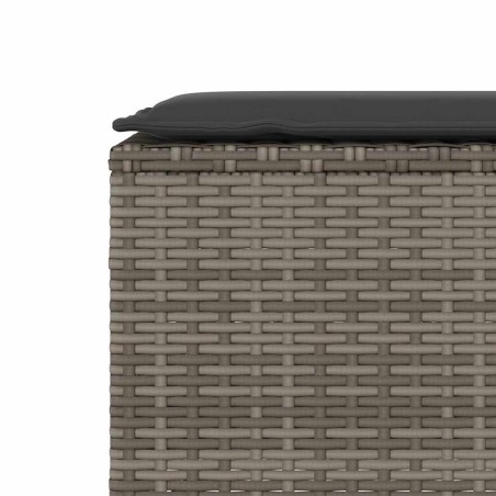 Градинска пейка с възглавница сива 110x30x40,5 cm Поли ратан