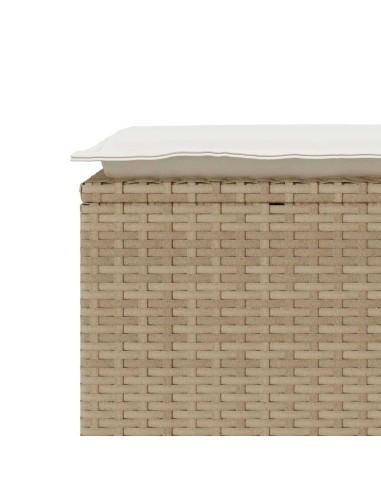Градинска пейка с възглавница Бежова 110x40x44 cm Поли ратан