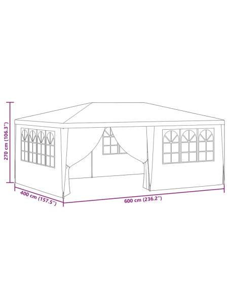 Професионална парти шатра със стени 4x6 м синя 90 г/м²