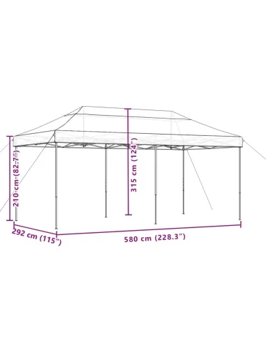 Сгъваема парти шатра, pop-up, кафява, 580x292x315 см