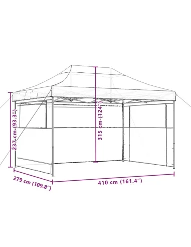 Сгъваема парти шатра pop-up с 3 странични стени кафява