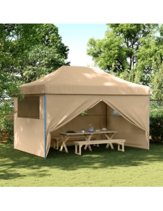 Сгъваема парти шатра pop-up с 4 странични стени бежова