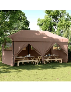 Сгъваема парти шатра pop-up с 4 странични стени кафява