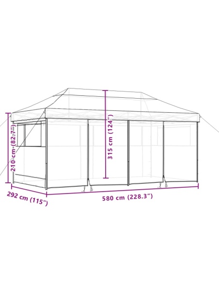 Сгъваема парти шатра pop-up с 4 странични стени кафява