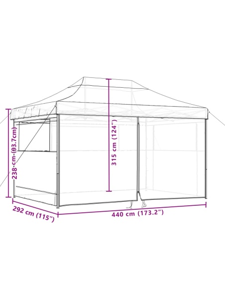 Сгъваема парти шатра pop-up с 4 странични стени оранжева