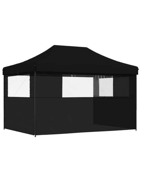 Сгъваема парти шатра pop-up с 3 странични стени черна