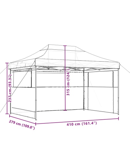 Сгъваема парти шатра pop-up с 3 странични стени черна