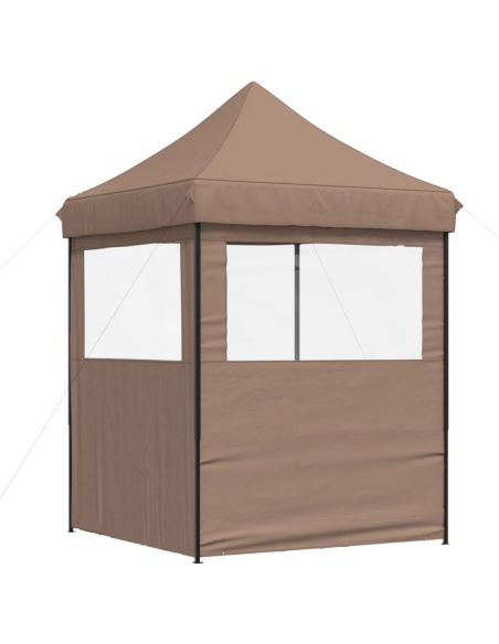 Сгъваема парти шатра pop-up с 2 странични стени кафява