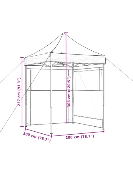 Сгъваема парти шатра pop-up с 2 странични стени кафява