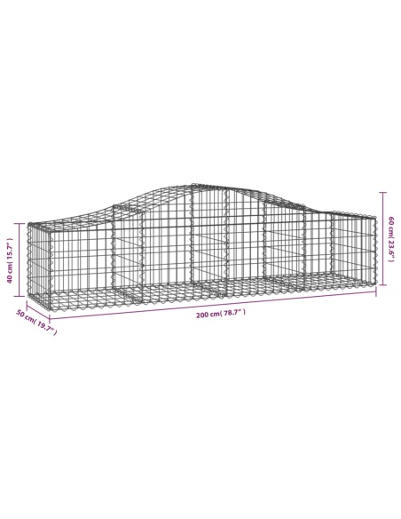 Дъговидна габионна кошница 200x50x40/60 см поцинковано желязо
