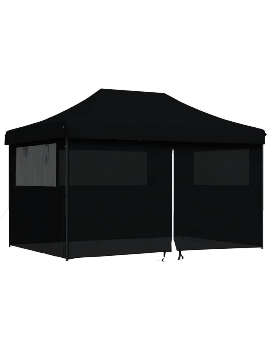 Сгъваема парти шатра pop-up с 4 странични стени черна
