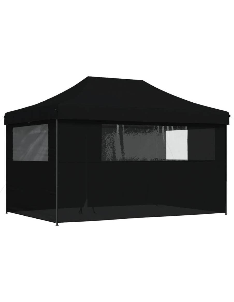 Сгъваема парти шатра pop-up с 4 странични стени черна