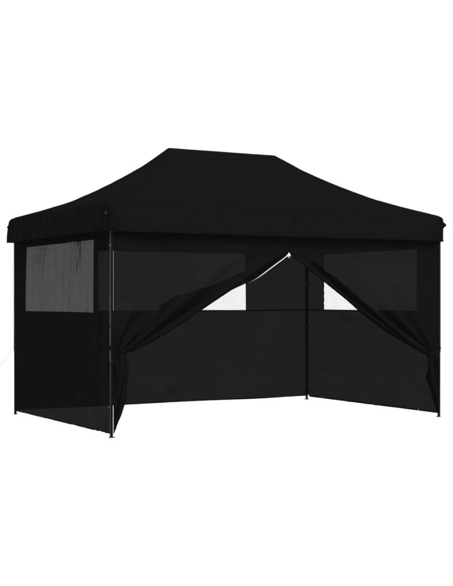 Сгъваема парти шатра pop-up с 4 странични стени черна